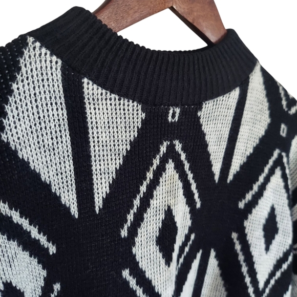 Vintage 90's American Pride Geometric Diamond Pattern Over-Size Crewneck USA - Picture 3 of 7